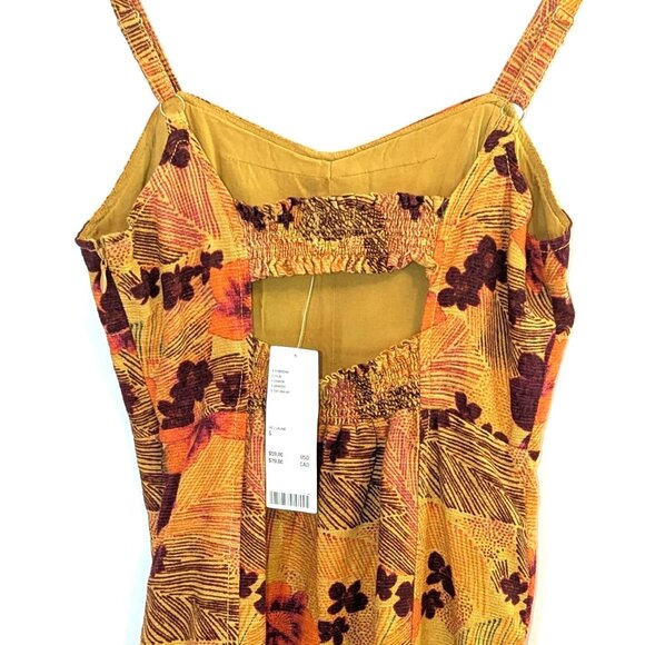 NWT Urban Outfitters | Linen Blend Sweet On You Gold Floral Mini Dress | Small - Picture 6 of 12